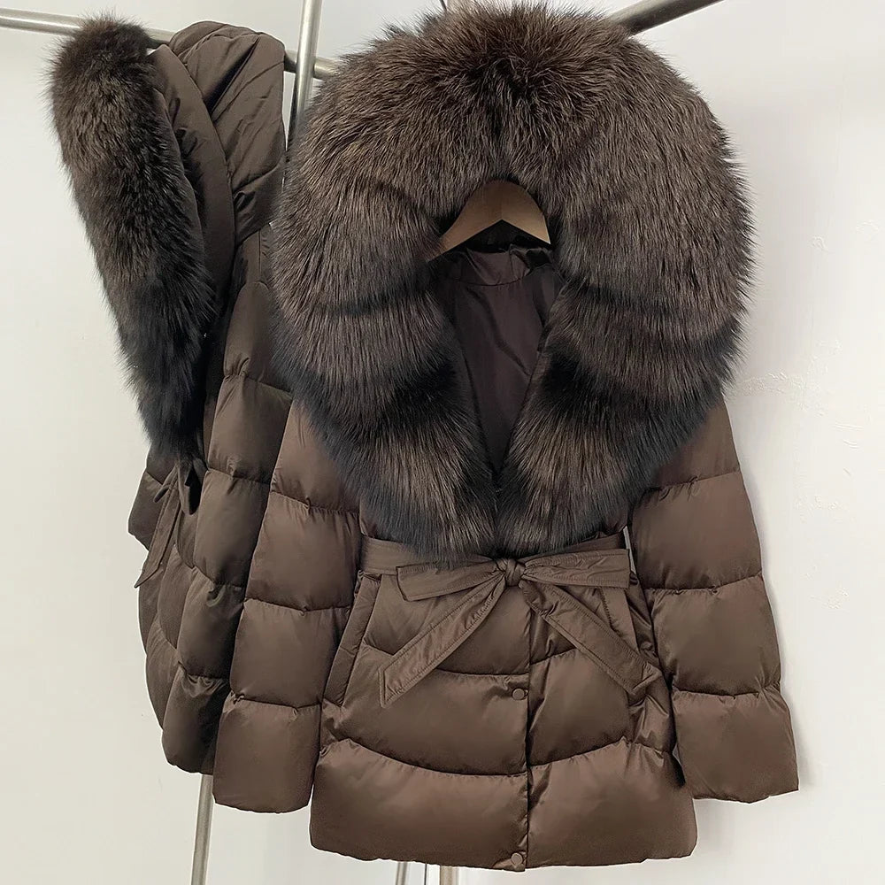 Natural Fur Collar Down Jacket Women Winter 2026 High Quality Duck Down Puffer Parka Windproof Warm Down Coat Outerwear New LadyShow.Store