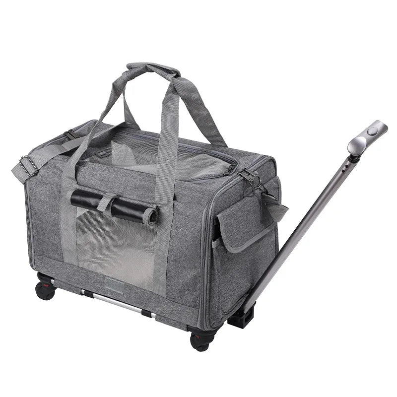 Pet Carrier with Wheels for Dogs Up To 15lbs & Cat  Airline Approved Dog Carrier Rolling Pet Carrier Foldable Pet Stroller Pi-Mart