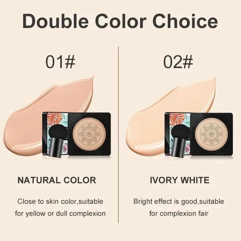 Mushroom Head Air Cushion, CC Cream Natural Moisturizing Foundation Concealer Whitening Oil-control Makeup Cosmetics BB Cream Tri Light Beauty