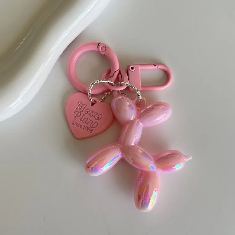 Cute Acrylic Cartoon Balloon Dog Keychains for Women Y2K Bag Pendant Couple Car Key Chains Jewelry Gift Decoration Accessories Pi-Mart