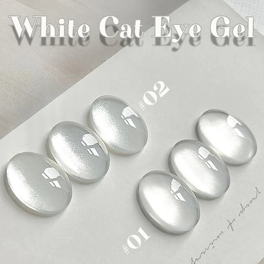1-12pcs WS Hot Style Non-gray Universal White Cat Eye Gel Nail Polish Super Flash White Glass Bead Nail Art Nail Suppies Tri Light Beauty