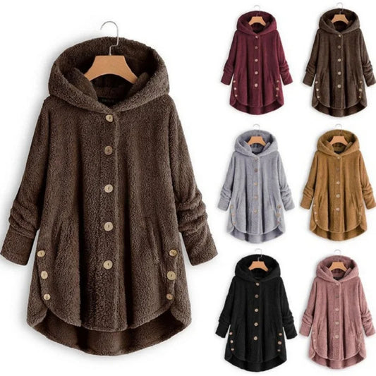 Fashion Trend Autumn and Winter Press-pleated Printed Turn-collar Long-sleeved Shirt Two-piece Furry Coat LadyShow.Store