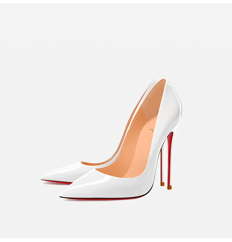 Women Heels Naked Color Women's Elegant High Heel Luxury Black Shoes Woman 2026 Red Shiny Bottoms Pointed Toe Party Ladies Women Pi-Mart