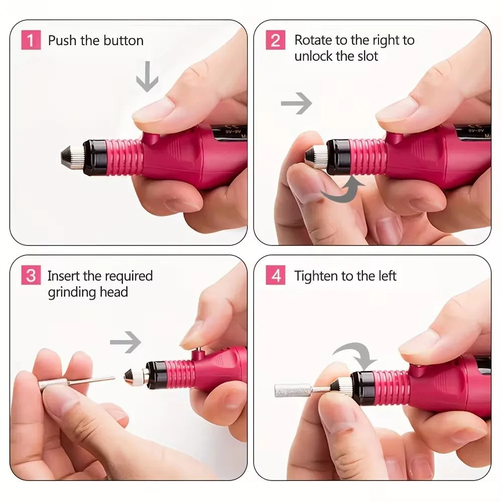 LINMANDA Manicure Set USB Electric Nail Drill Polish File Kit With LED Lamp Handheld Pen Sander Polishing Block Manicure Tools Tri Light Beauty
