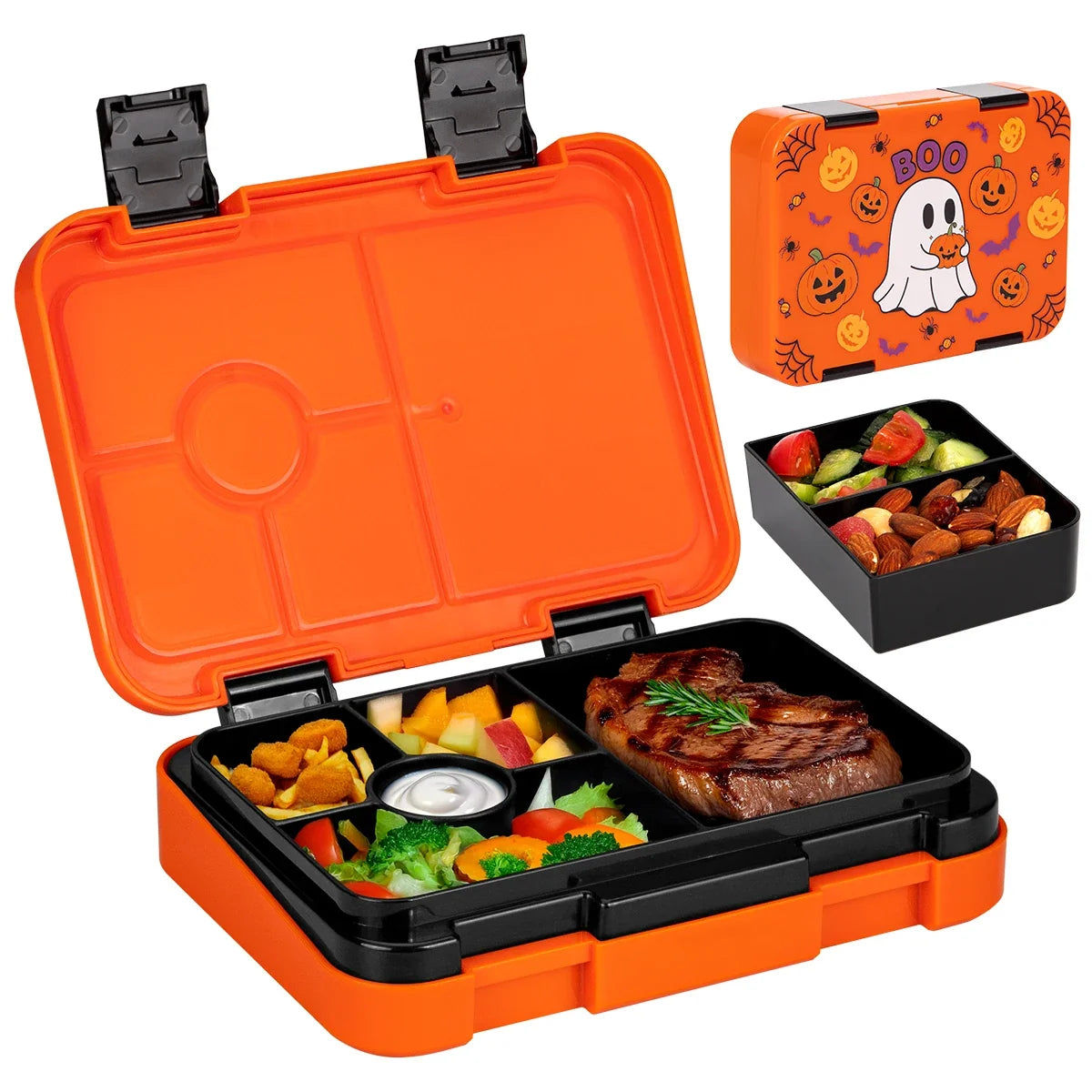 Adorable Kids Lunch Box Student Microwave Safe Travel Bento Box Halloween Container Portable Leak Proof Fruit Salad Bento Box LadyShow.Store