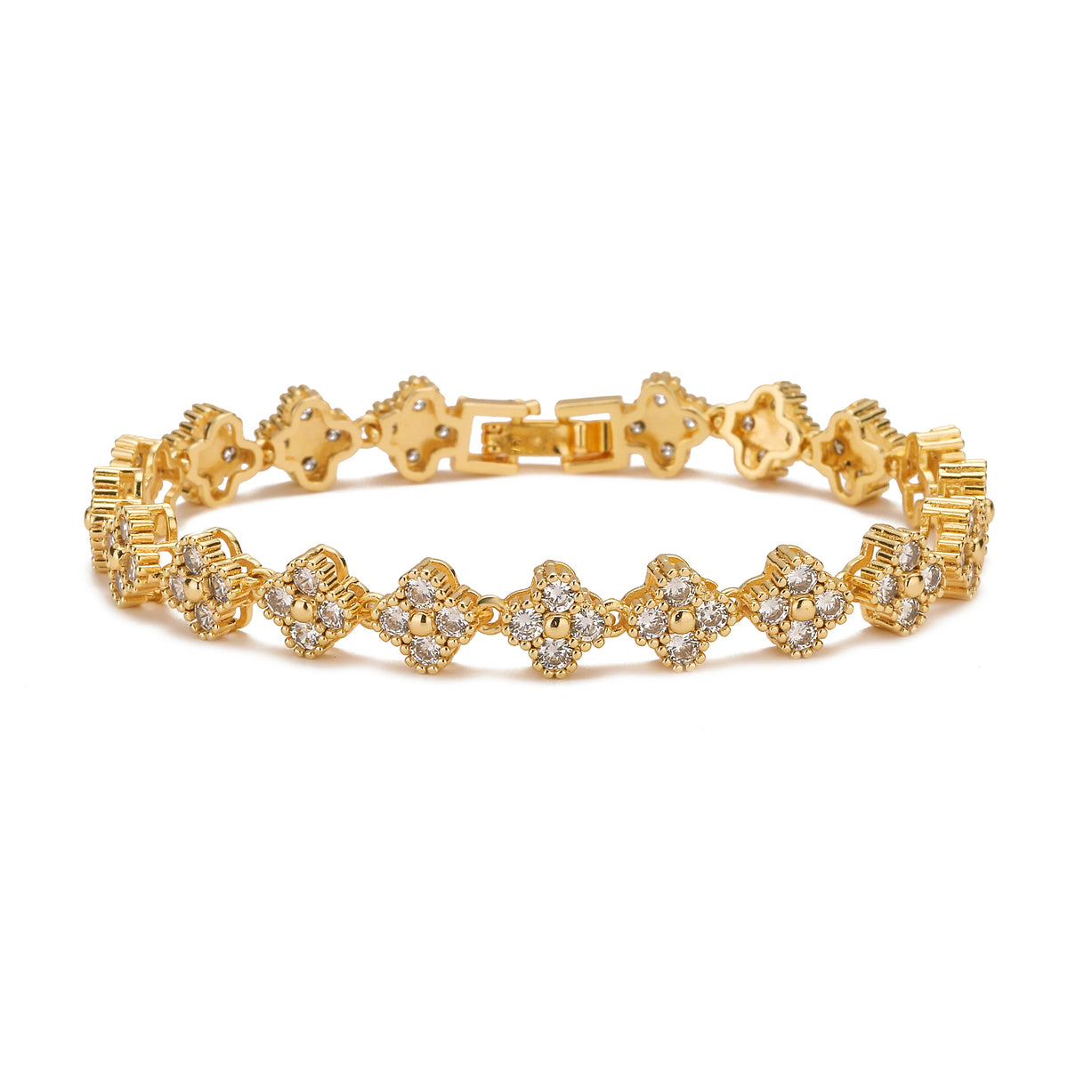 HECHENG,AAAAA Brass 18K gold-plated Flower Necklace Bracelet Jewelry Set ，for Christmas gift for women and best friend Pi-Mart