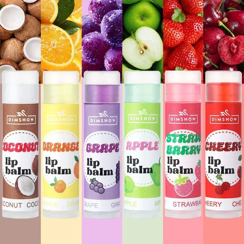 6 Kinds of Fruity Lip Balm Moisturizing Hydrating Long Lasting Lip Lotion Lightening Lip Lines Lips Mask Care Lips Lipstick Balm Pi-Mart