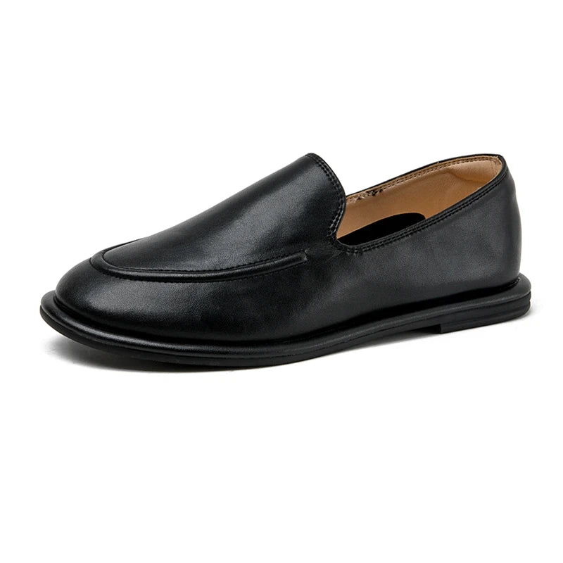 AIYUQI Loafers Women 2026 New Spring Round Toe One Foot Slip-on Shoes Women Genuine Leather Soft Flats Shoes Women Pi-Mart