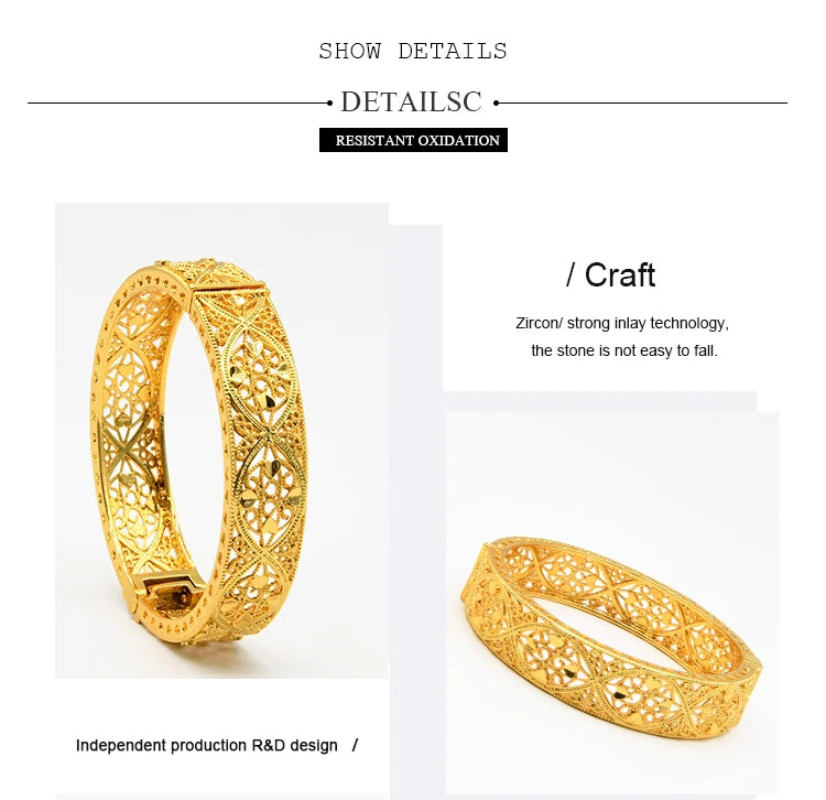 Indian Gold Color Tassel Bracelets Ring For Women Dubai African Hard Charm Bangles Wedding Arabic Hand Jewelry Party Gifts Pi-Mart