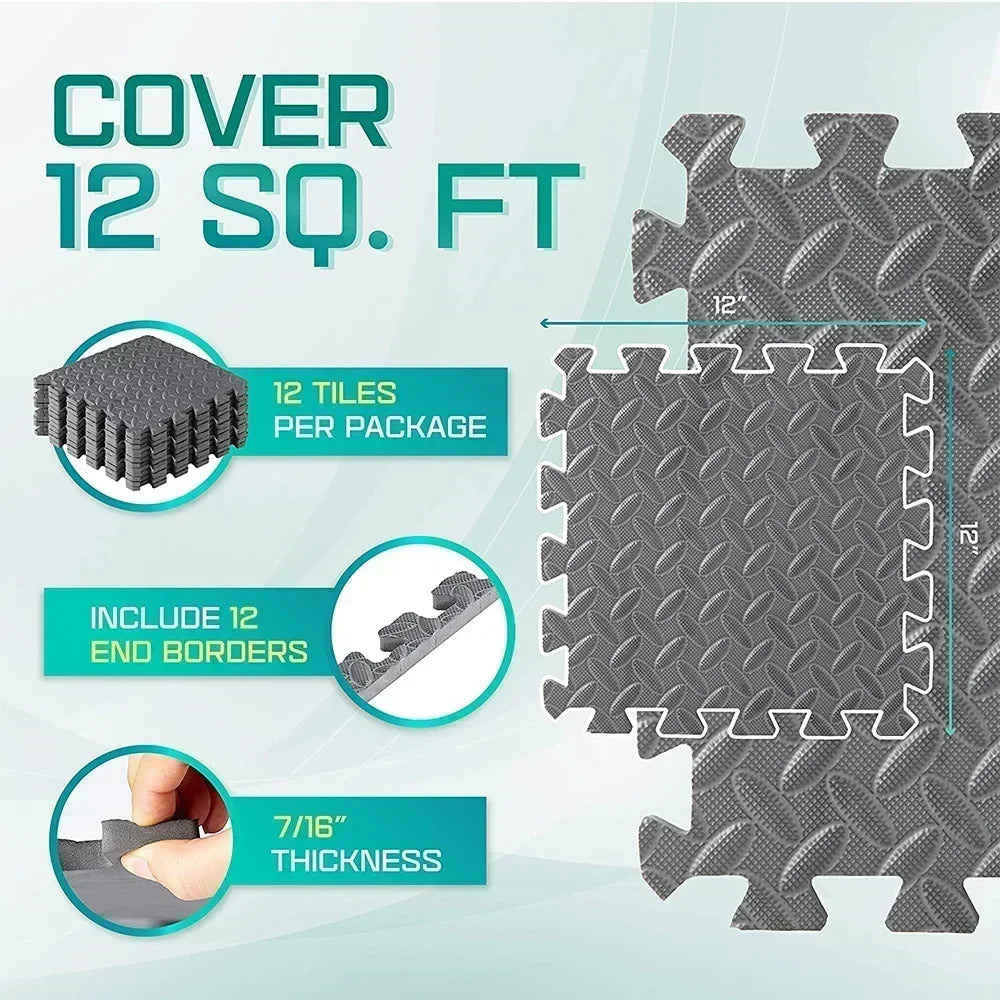 4~20Pcs Puzzle Fitness Mat, Eva Interlocking Foam Floor Tiles for Home Gym, Home Gym Equipment Mat, Non-Slip Floor Mat for Kids Pi-Mart