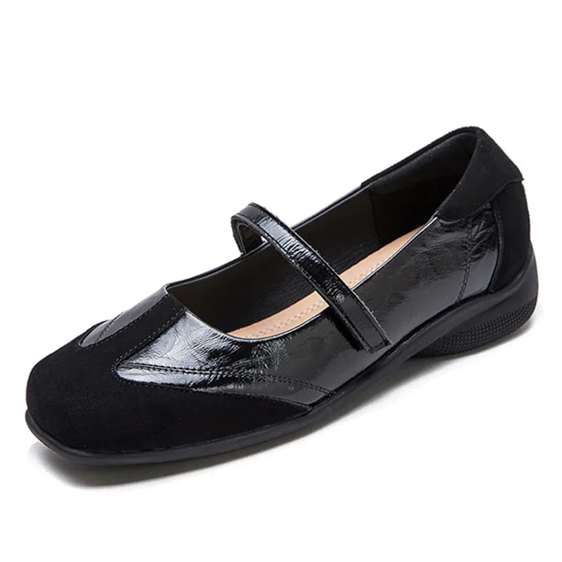 DRKANOL 2026 Women Genuine Leather Flat Shoes Summer Shallow Sheepskin Hook And Loop Casual Loafers Ladies Low Heel Single Shoes Pi-Mart