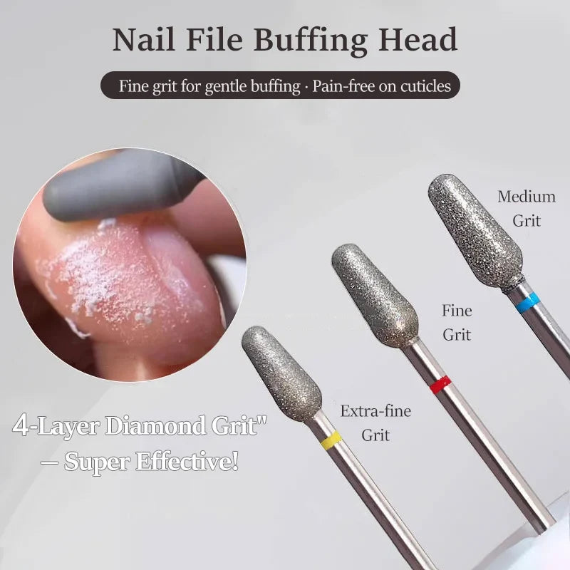 Electric Diamond Nail Drill Bit Sand Nail Files Cuticle Polishing Manicure Tool for Professional Nail Cleaning And Polishing Tri Light Beauty