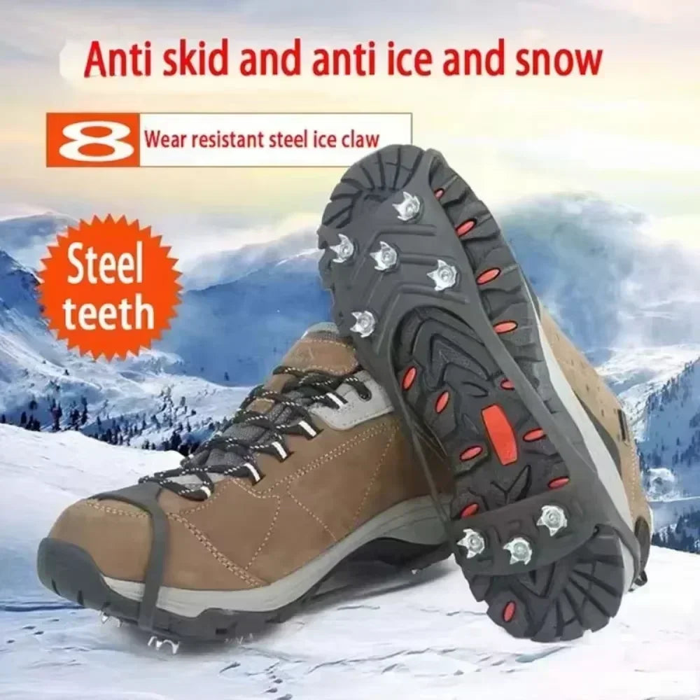 8 Teeth Ice Gripper Spike Shoes Winter Outdoor Anti-Slip Hiking Mountain Climbing Ice Snow Crampons Anti-slip Shoe Covers 2026 LadyShow.Store
