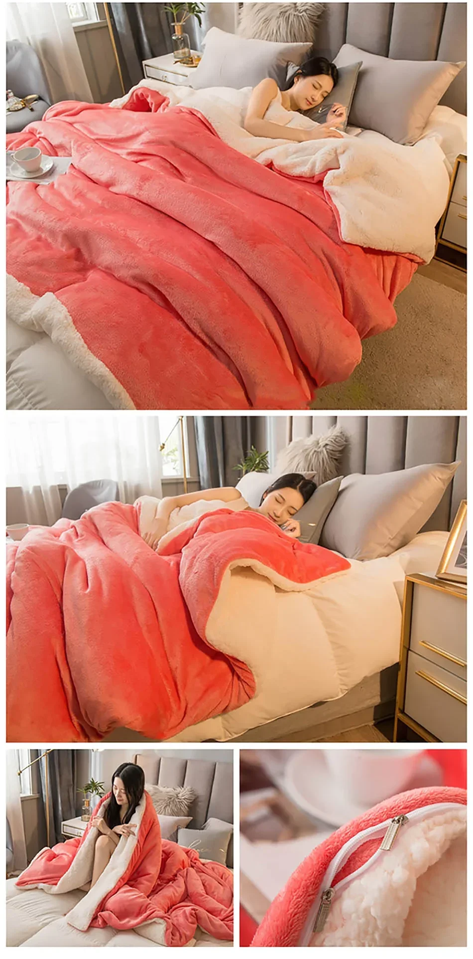 Wool Throw Blanket Keep Warm Winter Bed Blankets Double Sided Queen Duvet Cover Camping Double Bed Cover Bedspread On The Bed Pi-Mart