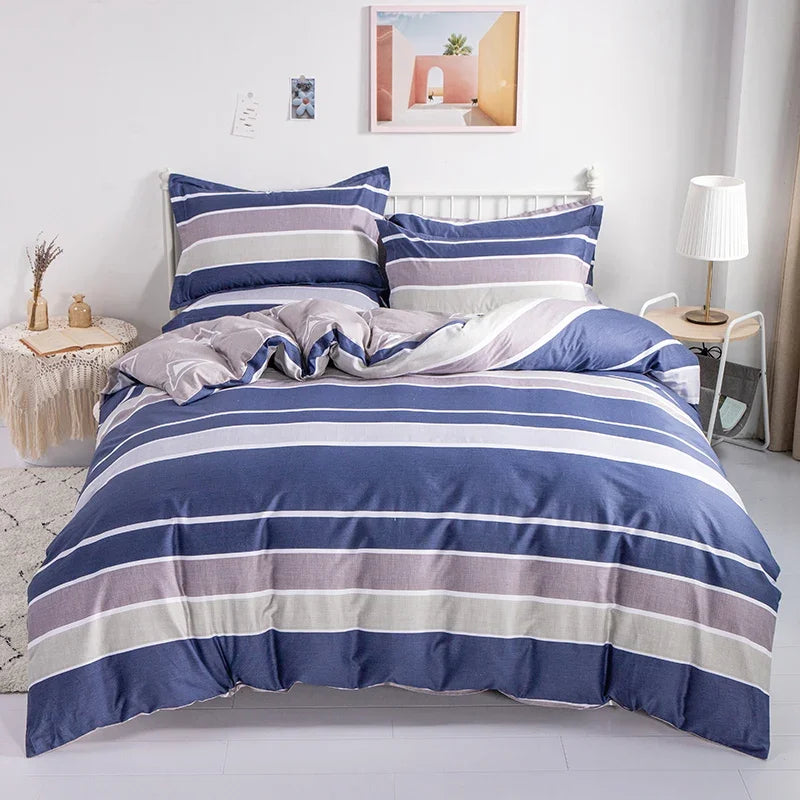 3PC 100% Cotton Duvet Cover Set Printing Bedding Set Cotton Soft Skin Friendly 1 Quilt Cover 2 Pillowcase Pi-Mart