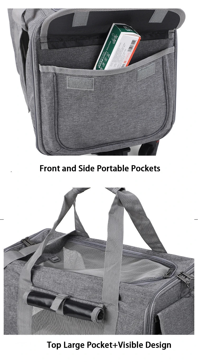 Pet Carrier with Wheels for Dogs Up To 15lbs & Cat  Airline Approved Dog Carrier Rolling Pet Carrier Foldable Pet Stroller Pi-Mart