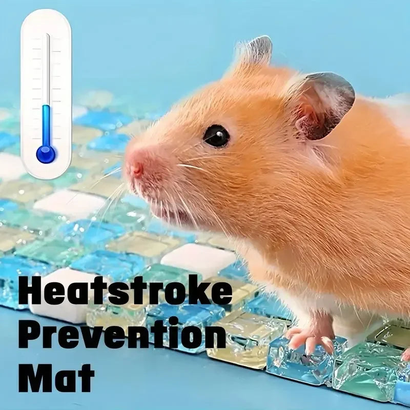 1PC Hamster Cooling Mat Small Glass Marble Summer Heat Dissipation Pad Cold Sleeping Bed Cage Pet Supplies Accessories Pi-Mart