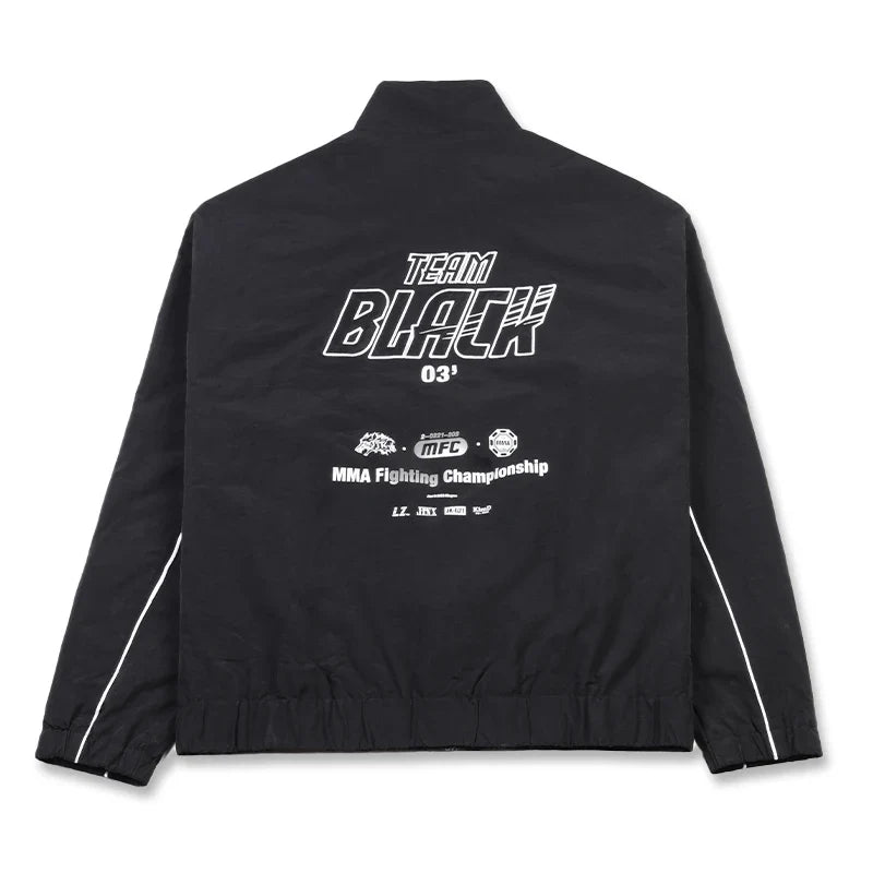 Jinx Team Black Jacket Unisex Windbreaker Sports Coat Men Women Loose Track Activewear Long Sleeve Top Embroidery Y2k Outerwears LadyShow.Store