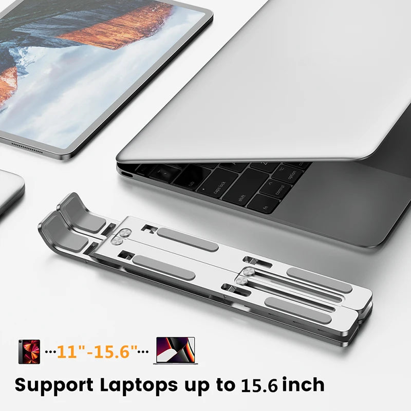 Aluminum Alloy Laptop Holder Stand Adjustable Foldable Portable for Notebook Computer Bracket Lifting Cooling Holder Non-slip Pi-Mart