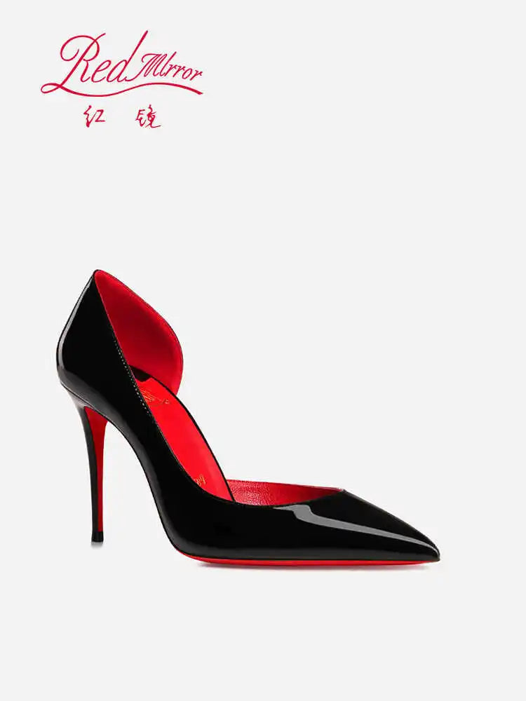 Elegant Hollow Women's High Heels 2026 Luxury Brand Black Pointed Toe Pumps Red Shiny Bottoms Sexy Fashion Ladies Shoes Women Pi-Mart