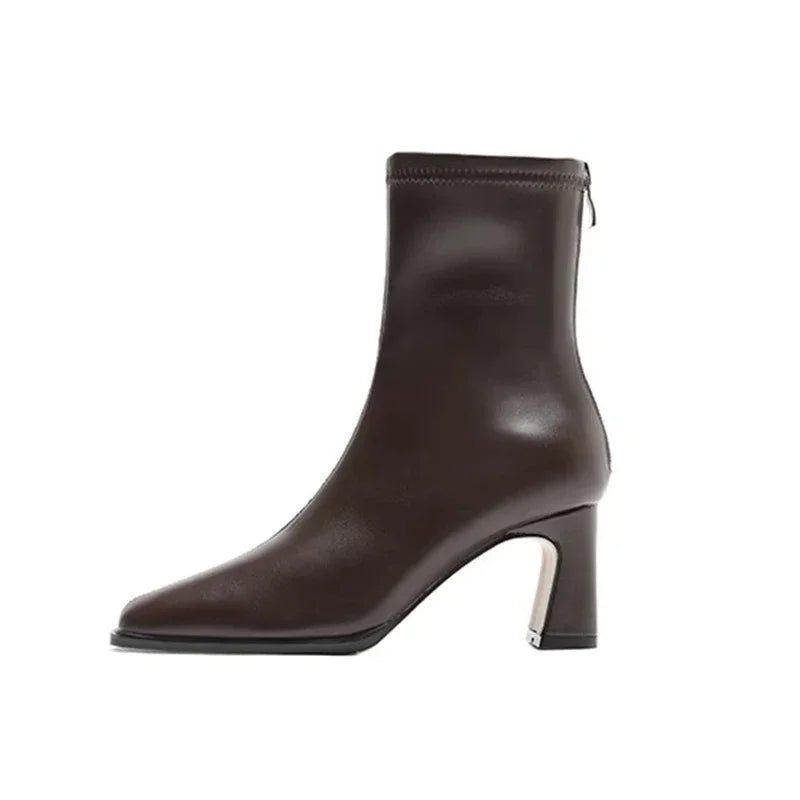 Vintage Warm Cotton Women Ankle Boots Fashion Elegant Square Toe Shoes Autumn Winter Thick Heel Women's Short Booties LadyShow.Store