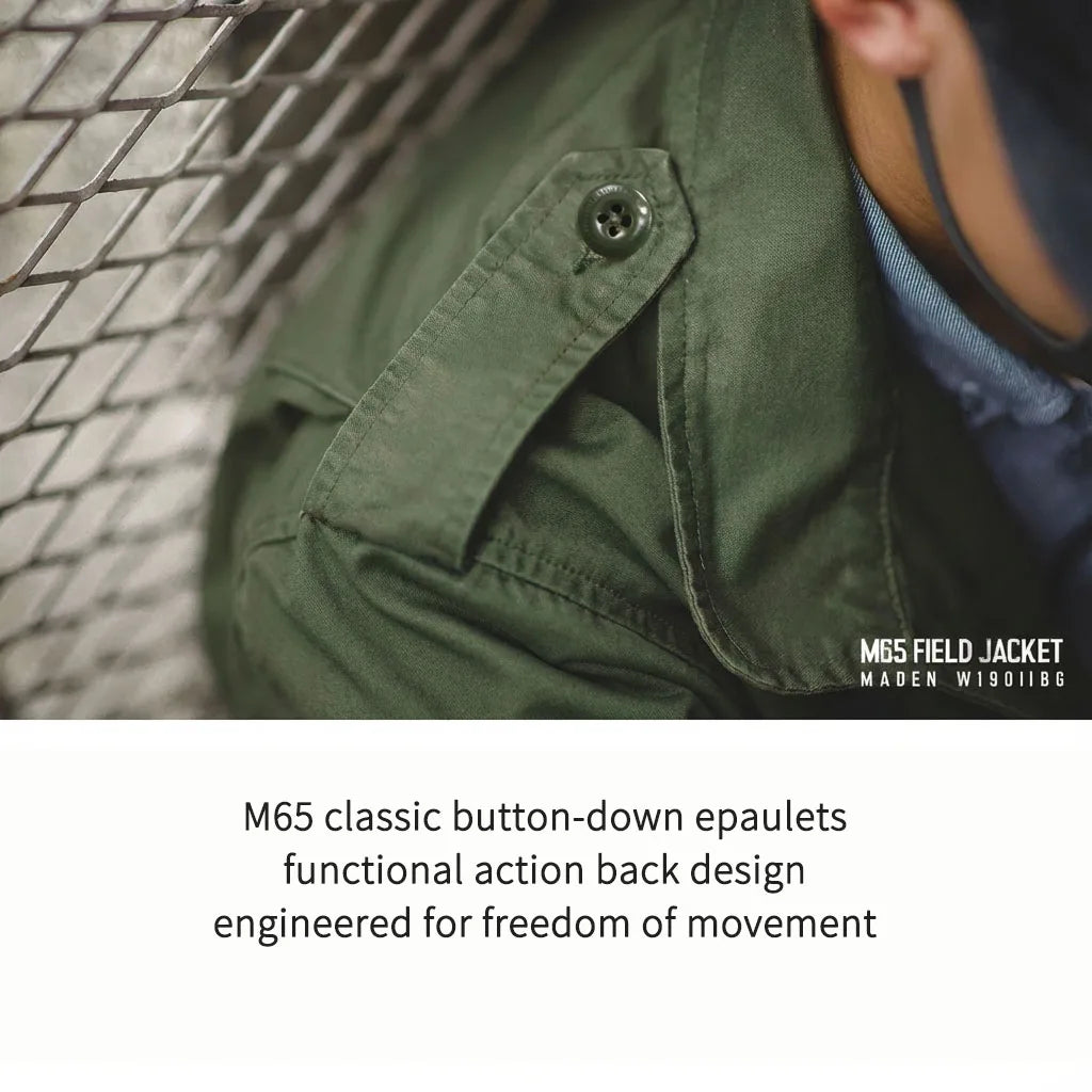 Maden Retro M65 Jackets for Men Green Outdoor Windbreaker Vintage Casual Solid Coat Mens Clothes Multi-Pocket Jacket Pi-Mart