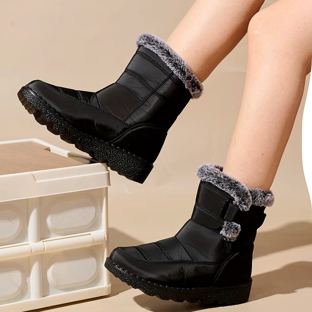 Winter Women Boots Waterproof Snow Boots Plus Size Casual Platform Ankel Boots Warm Fur Women Shoes Antislip Fashion Cotton Shoe Pi-Mart