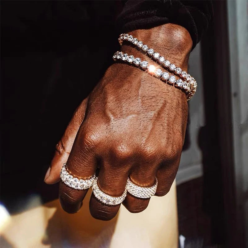 Hiphop Tennis Bracelet Homme Iced Out 3/4/5mm Cubic Zirconia Mens Crystal Chain on The Hand Hip-hop Streetwear Jewelry Male H086 Pi-Mart