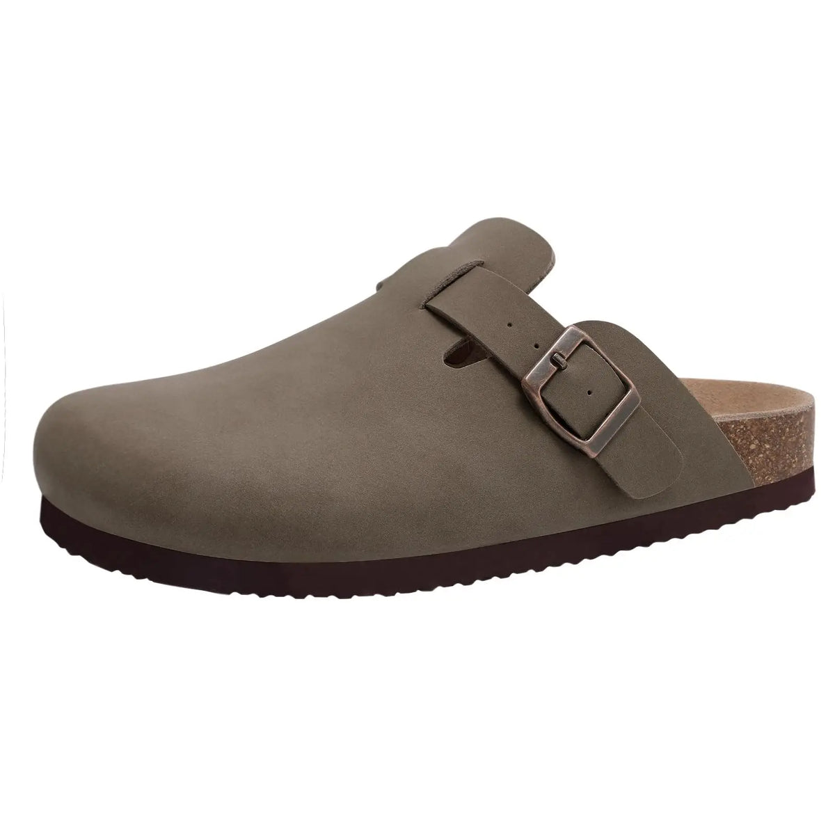 Comwarm Buckle Clogs For Women Men New Genuine Suede Clogs with Arch Support Soft Cork Footbed Mules Fashion Thick Beach Sandals Pi-Mart