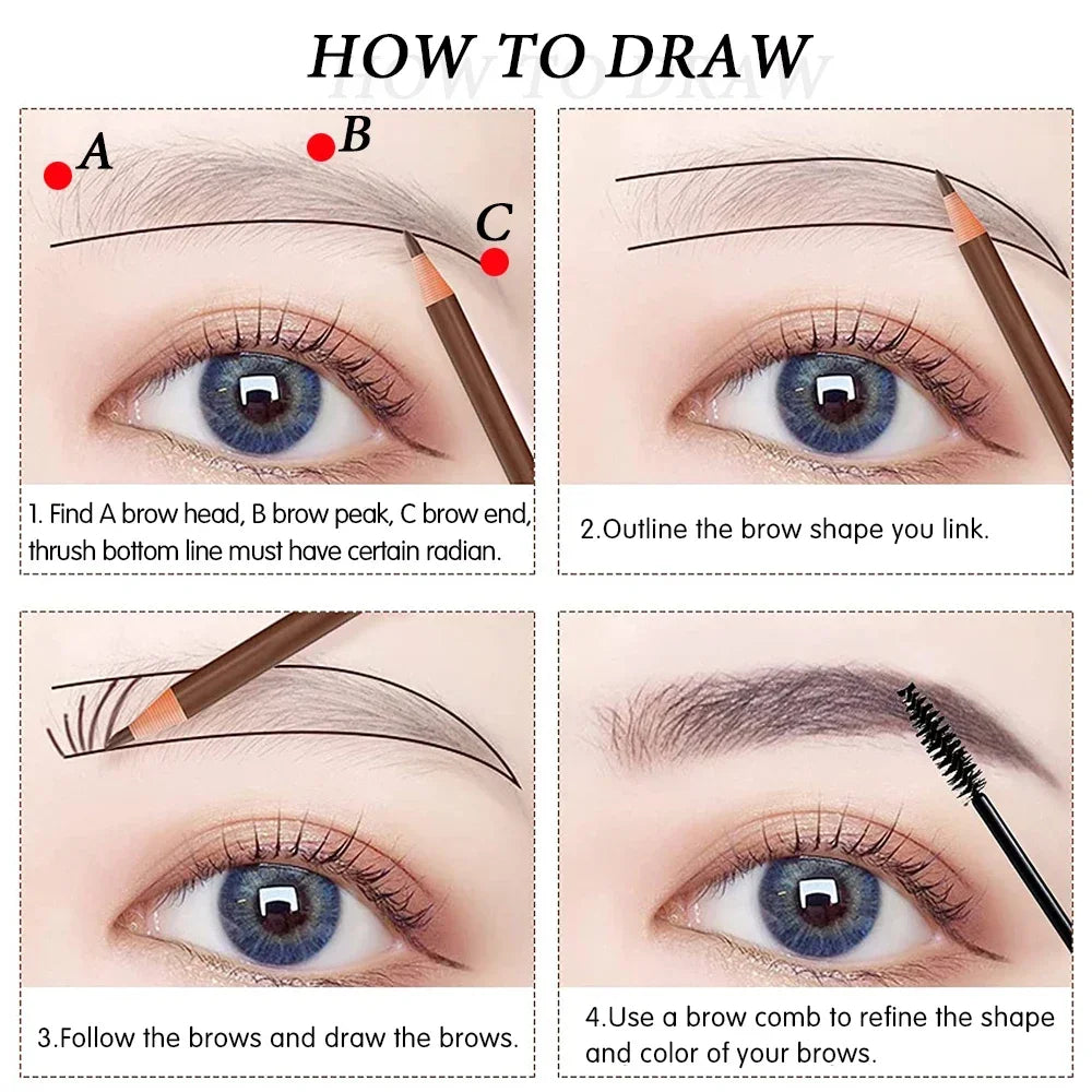 5PCS Professional Microblading Pencil Permanent Eyebrow Pencil Tattoo Waterproof Art Tint Makeup Eye Brow Pen Enhancers Cosmetic Tri Light Beauty