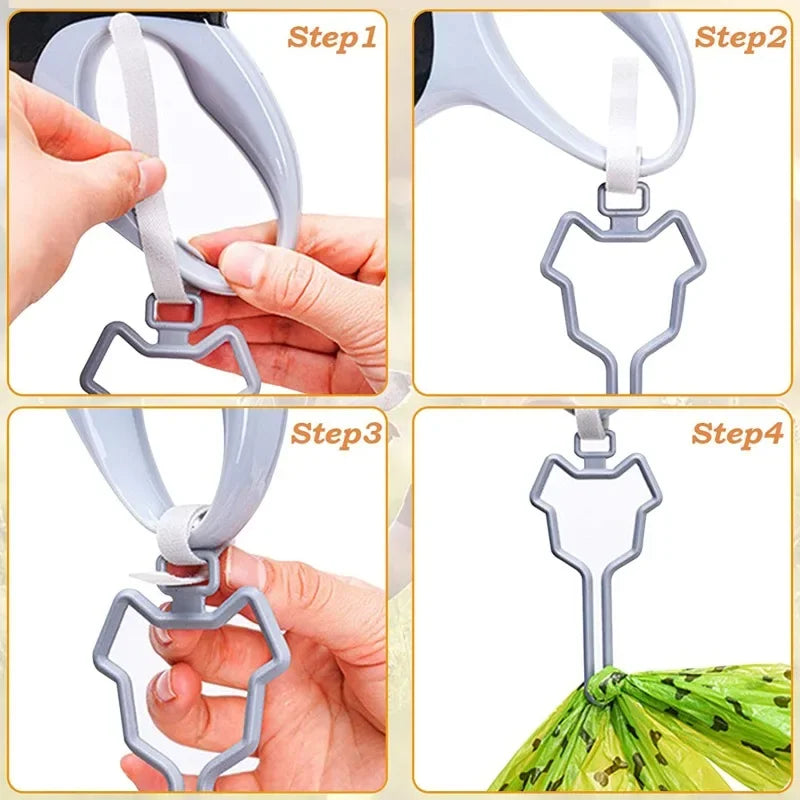 Dog Poop Bag Holder Pet Waste Carrier Clip Hands-Free Dog Leash Dispenser Outdoor Walking Puppy Poop Bags Clip Easy To Carry Pi-Mart