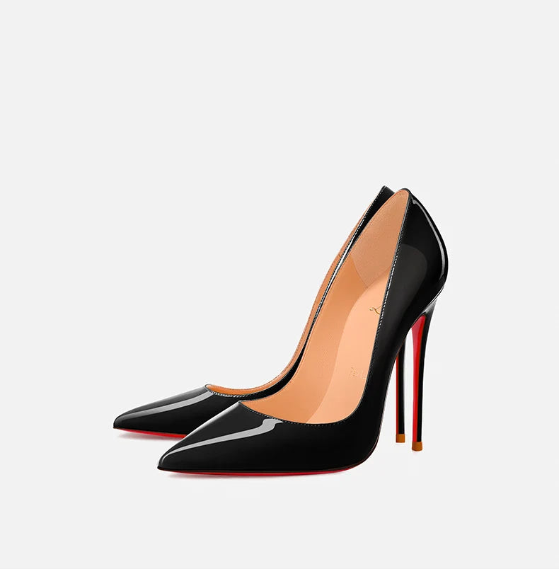 Women Heels Naked Color Women's Elegant High Heel Luxury Black Shoes Woman 2026 Red Shiny Bottoms Pointed Toe Party Ladies Women Pi-Mart