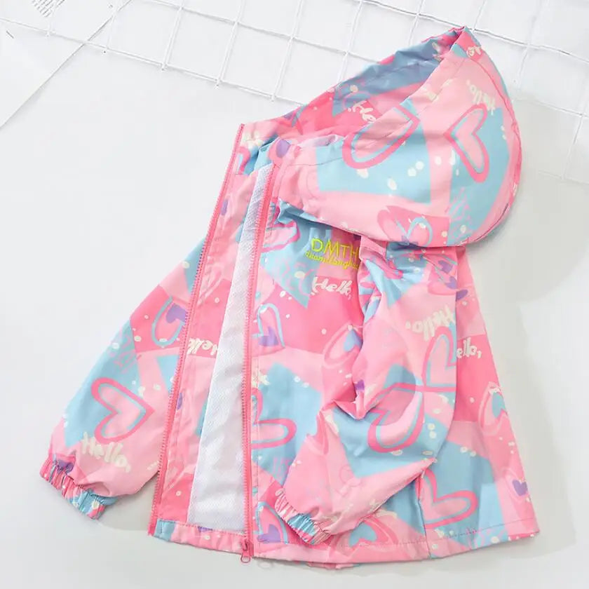 Korean Fashion Jacket For Girls Teenager Casual Gradient Hooded Coat Boys Blazer Spring Autumn Windproof Sweet Coats Windbreaker Pi-Mart