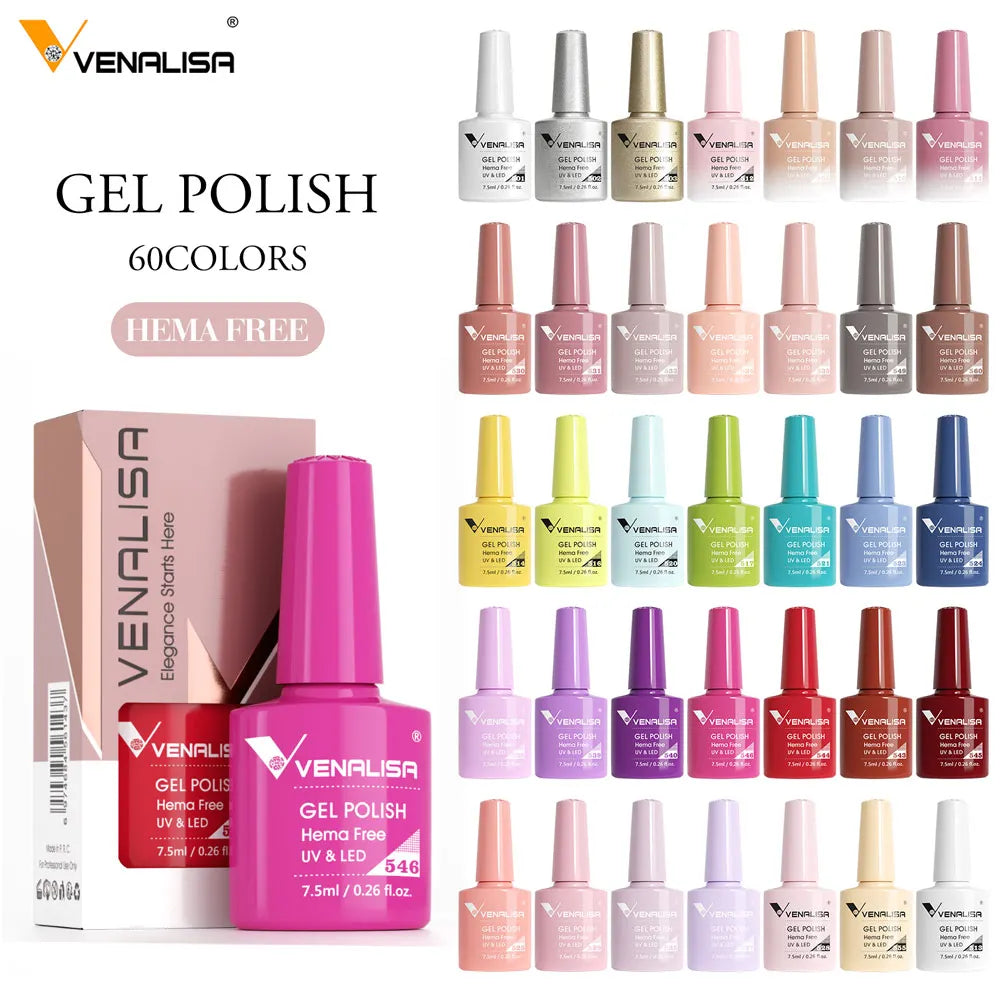 Venalisa HEMA TPO FREE Nail Gel Polish Glitter Gorgeous Full Coverage Soak Off UV LED French Nail Jelly Pink Nude Collection Tri Light Beauty