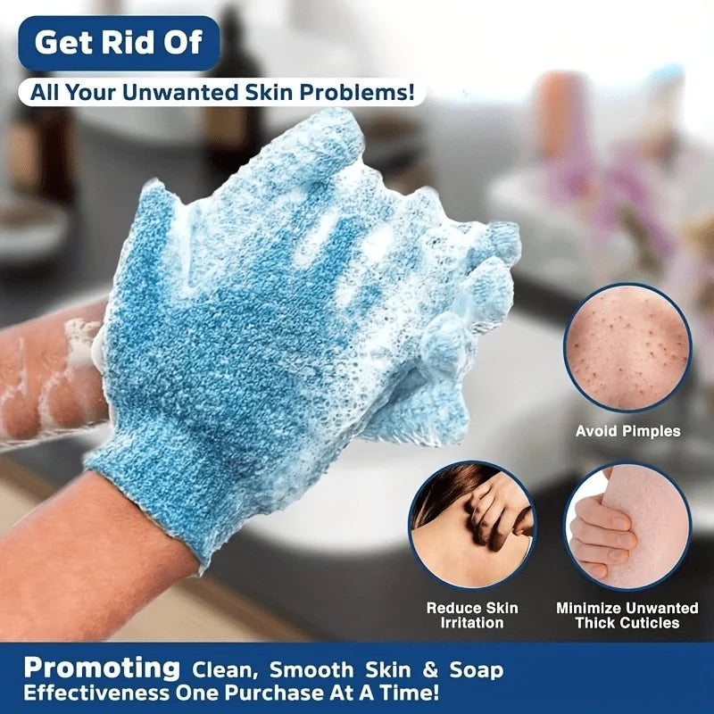 Exfoliating Shower Bath Glove Set  Deep Cleaning Body Scrub Spa Massage Glove for Skin - Bath Bomb Included Tri Light Beauty