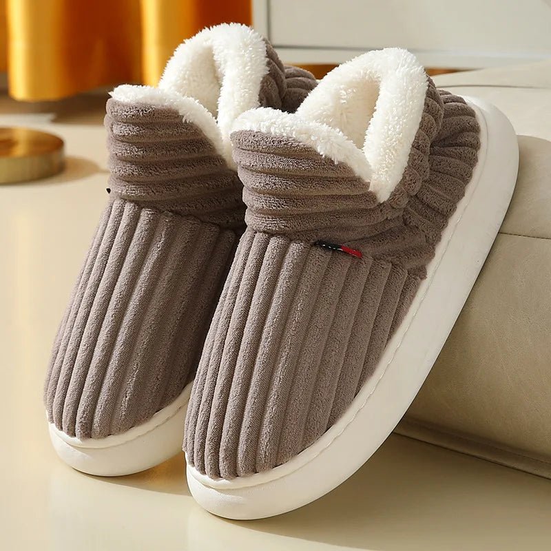 Evshine Soft Sole Slippers For Women Winter Fashion Women Fur Slippers Fuzzy Plush Men Slippers Warm Furry Women Cotton Shoes Pi-Mart
