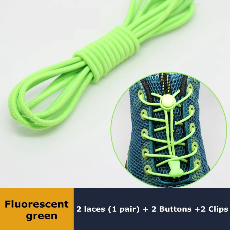 1Pair Shoelaces for Sneaker Elastic No Tie Shoe Laces Stretching Lock Lazy Laces Quick Rubber Shoelace Round Shoestrings Pi-Mart