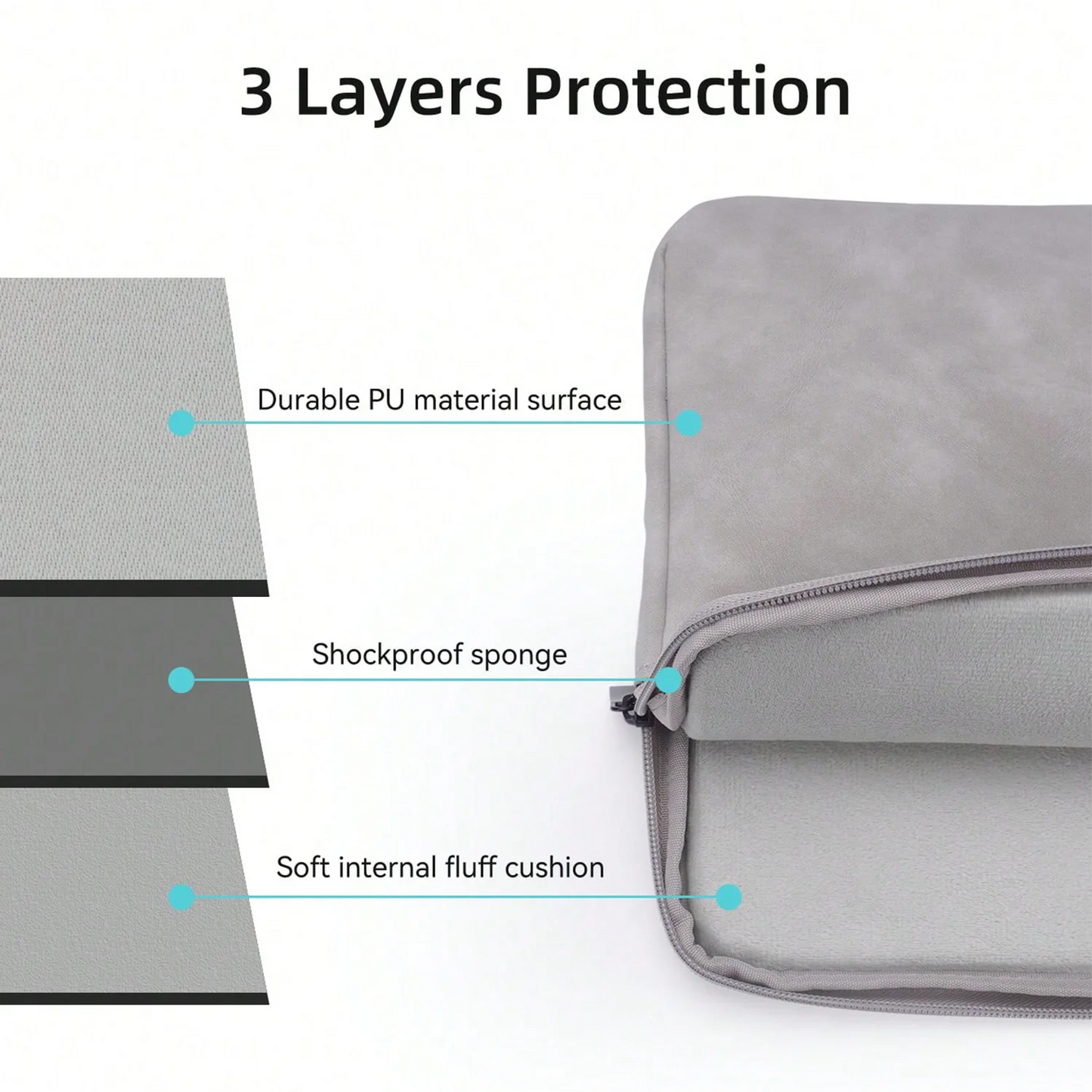 PU sheepskin leather fabric Waterproof Leather 9.7-15.6 inch Tablet PC Carrying Case Protective  Notebook Shockproof Cover Pi-Mart