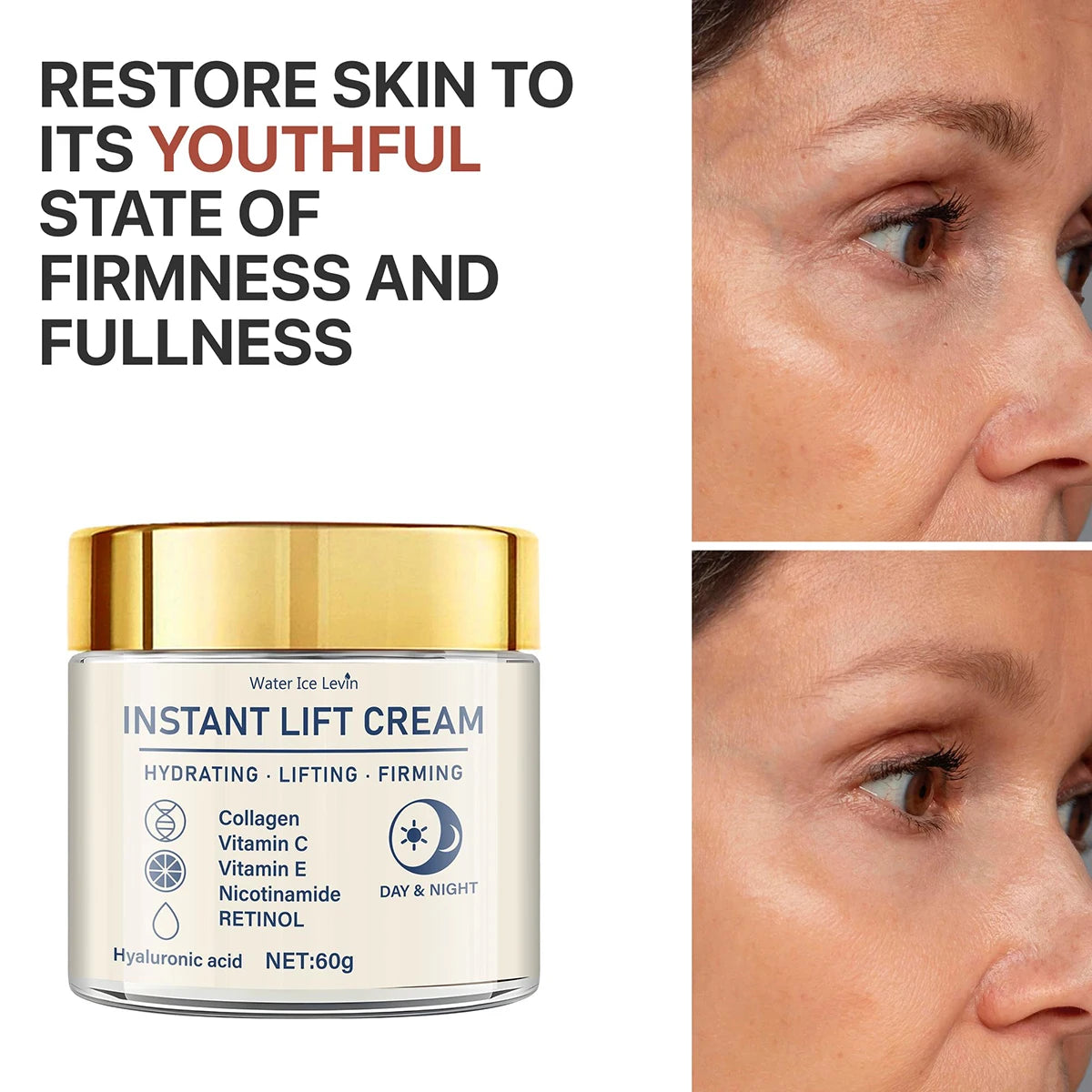 60g Firming Face Cream Collagen Moisturizer with Hyaluronic Acid, Niacinamide,Retinol, Moisturizing Firming Tightening Skincare Pi-Mart