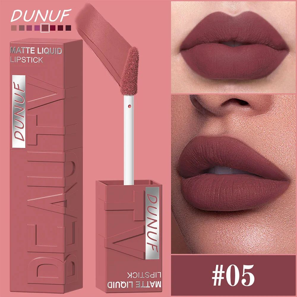Matte Velvet Lipstick Lip Gloss Waterproof Smooth Long-Lasting Non-sticky Non-transfer Deep Red Nude Y2K Daily&Party Makeup Gift Tri Light Beauty