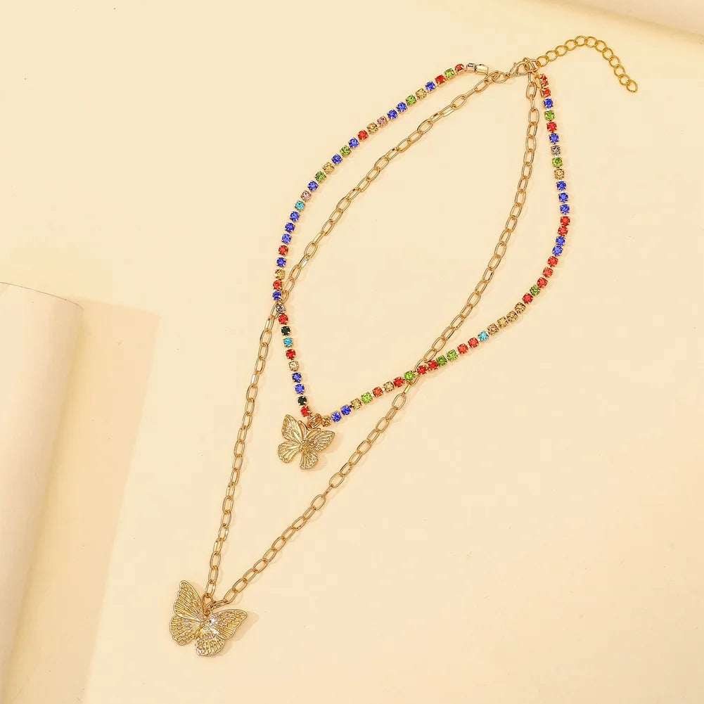 Vintage Butterfly Necklace Women Golden Stainless Steel Blade Snake Chains Aesthetic Charms Choker Women jewelry Gift To Mujer Pi-Mart
