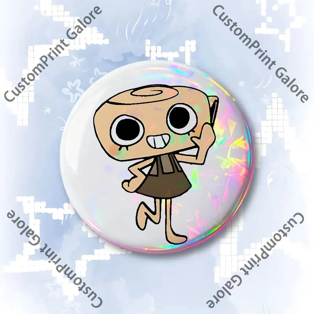 Cute Funny S-Shelly W-Wold Customizable Badge Tinplate Brooch Laser Film Lapel Pin for Decoration Party Small Gifts Pi-Mart