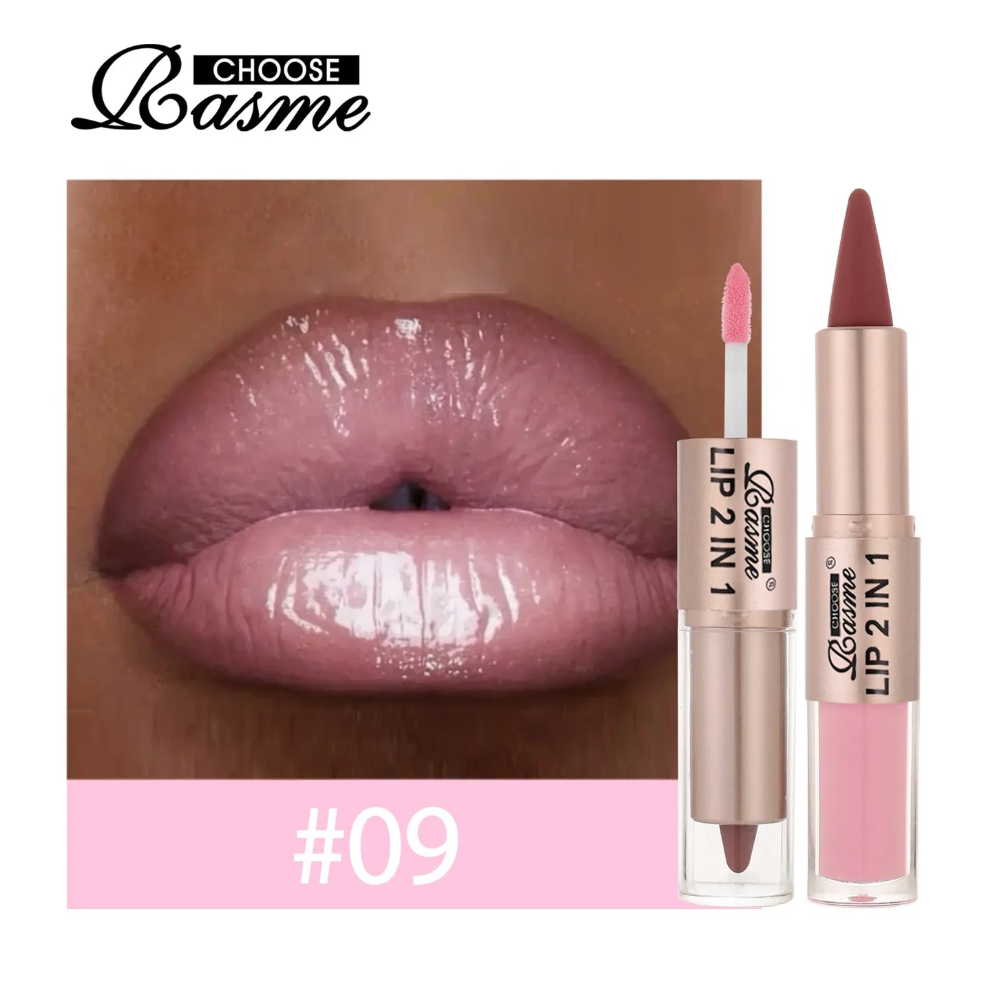 2IN1 Tapered Gradient Lipliner Pen Nude Brown Mirror Glass Lip Gloss Matte Lip Liner Waterproof Lip Contour Non Stick Makeup LadyShow.Store