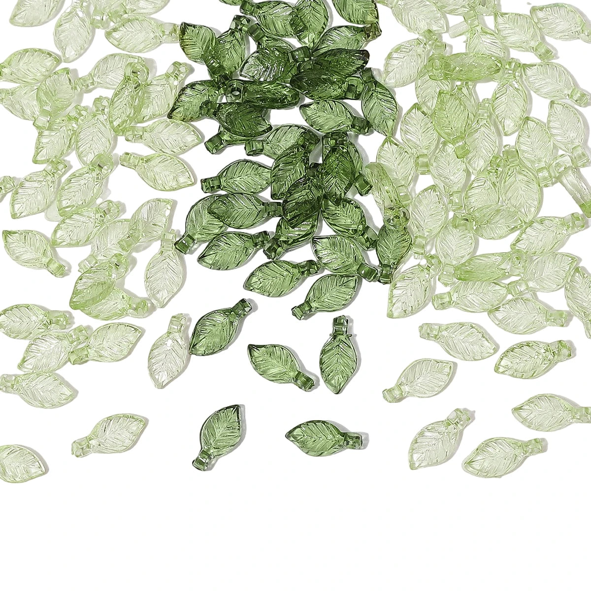 100pcs Acrylic Mini Small Tree Leaf Hand Beaded DIY Handmade Necklace Earrings Loose Bead Separated Bead Jewelry Accessory Mater Pi-Mart