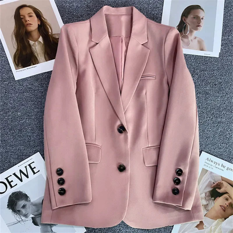 Elegant Office Lady Blazers for Women 2025 Fashion Long Sleeve Single Button Blazer Coats Female Top Suit Jackets Outerwears LadyShow.Store