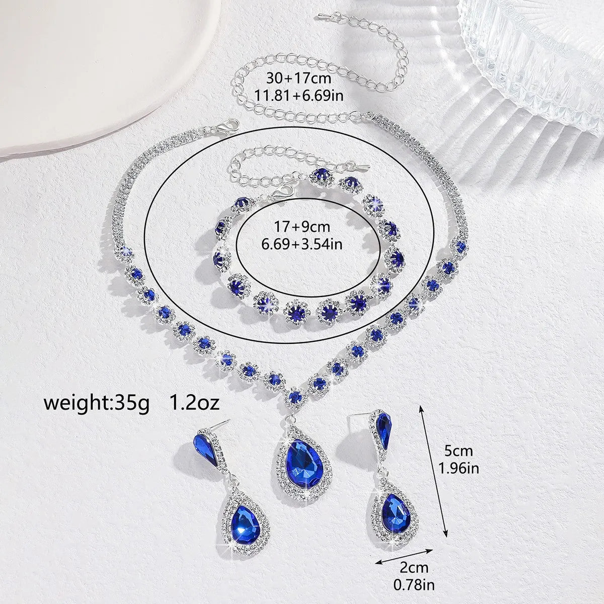 Simple and Atmospheric Water Droplet Necklace Earrings Two-Piece Set as a Surprise Birthday Gift for Girlfriend and Best Friend Pi-Mart