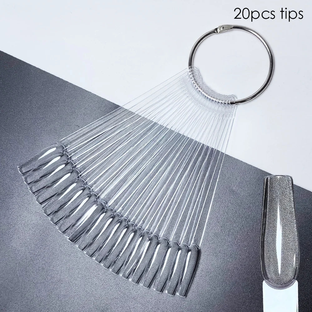 80/50/20pcs Nail Display Sticks Nail Swatch False Nail Tips Nail Gel Polish Practice Clear Display Board for Nail Art Tools Tri Light Beauty