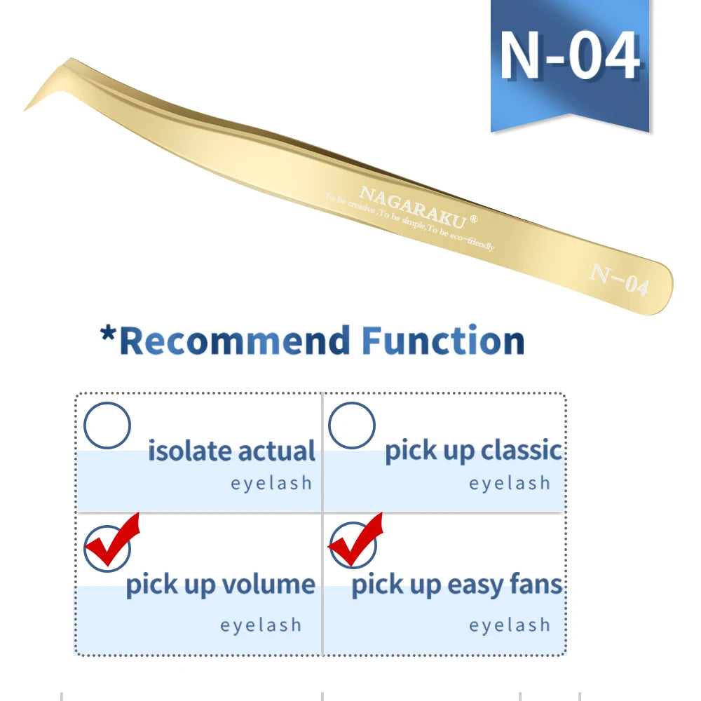 NAGARAKU Eyelash Extension Tweezers Makeup Stainless Steel Eyelash 3D accurate Clip Pi-Mart