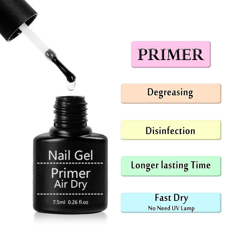 Acrylic No-acid Primer Nail Art Set With Base Coat And Top Coat Soak Off Gel Nail Polish For Nail Art Design Tool Kit Tri Light Beauty