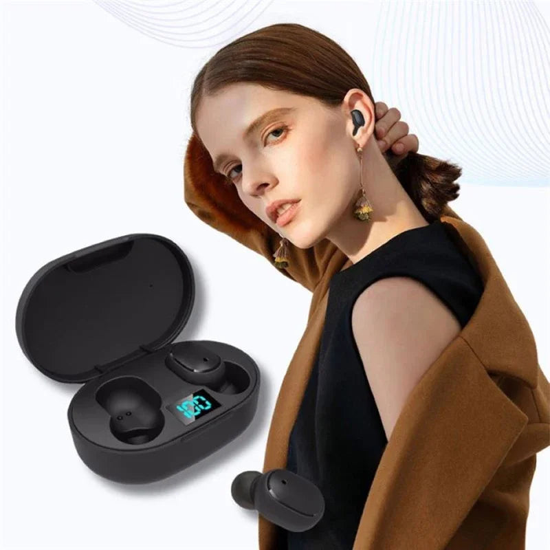 Digital Display Bluetooth Earphones with Mic TWS E6S Wireless Bluetooth Headset Noise Cancelling Headset for Xiaomi Huawei Oppo Pi-Mart